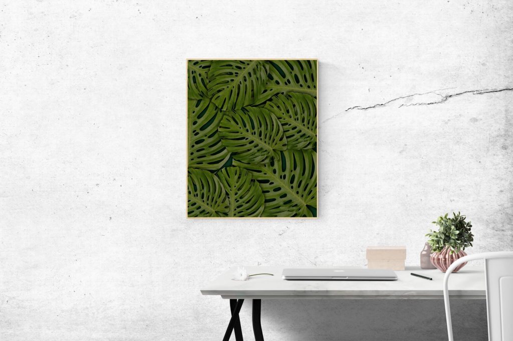 Statement art in emerald green color